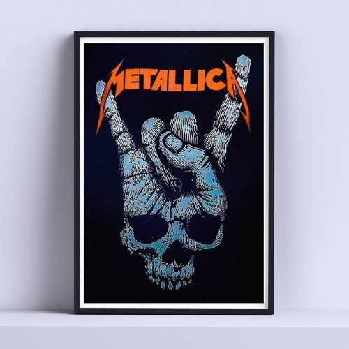 Cuadro Calavera Metallica Decorativo 30x40cm Con Vidrio