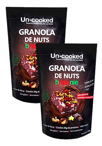 Kit 2 Granola Castanhas E Brawnie Sem Glúten Uncooked 250g