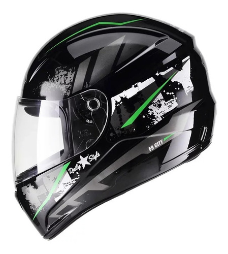 Capacete Fly F9 City Preto Verde Urban Novo