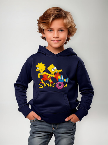 Poleron Con Capucha Y Bolsillo Niño Lisa Y Bart Simpson Exclusivo