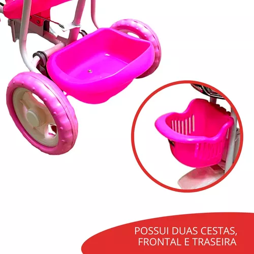 Motoca Infantil Triciclo Rosa com Empurrador - Camilo's Variedades