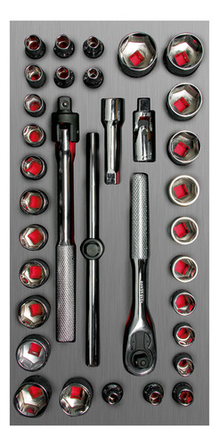 Juego Dados Cortos Y Accesorios Cuadro 3/8 Combinados 34pz