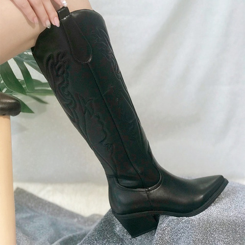 Botas Vaqueras Western De Piel Con Puntera Puntiaguda Mujer