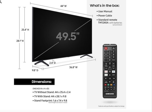 Imagen 3 de 6 de Tv Smart 50 Pulgadas Uhd 4k - Samsung - Un50tu7000fxza