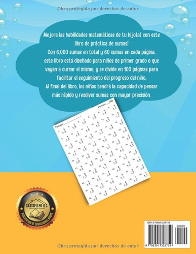 Libro : 6,000 Suma Para Practicar Matematica - Primer Grado