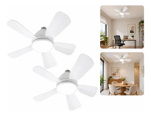 Kit 2 Ventiladores De Teto Retrátil Lâmpada 3 Cores 60w
