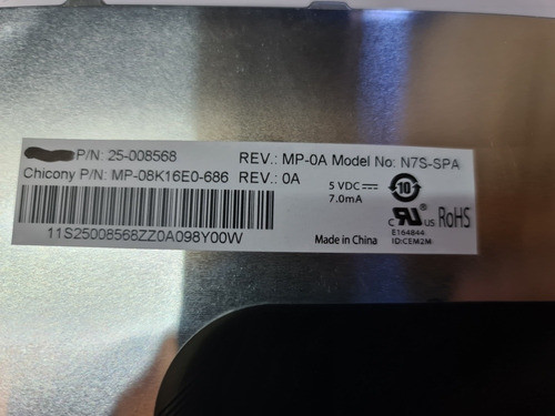 Imagen 3 de 3 de Teclado De Notebook Lenovo S12 Español Blanco 25-008568 N7s