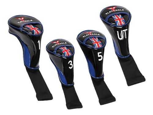 4 Unids/set De Fundas Para Cabeza De Golf Con No. Azul Negro