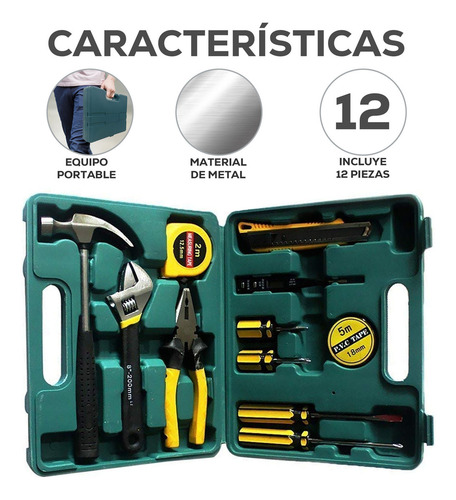 Juego De 12 Herramientas De Taller Mecanico Basicos Del Hogar Con Estuche Portatil Kit De Herramientas FSY Fasilyt YUB-097