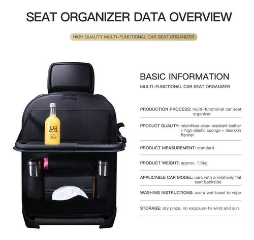 Imagen 5 de 6 de Jiadi Si - Protector De Asiento De Automovil + Organizador D
