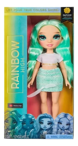 Rainbow High Muñeca de Moda Daphne Minton Verde Claro - Con Ropa Mix & Match, Tacones, Cepillo para el Pelo y Accesorios de Moda Coleccionables
