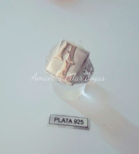 Anillo Sello Hombre Con Iniciales En Oro Laminado