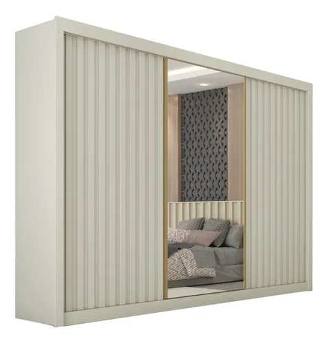 Guarda Roupas Casal 3 Portas Com Espelho 6 Gavetas Dublin Off White