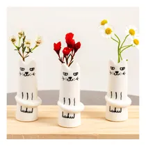 Comprar Mougigi Juego De 3 Floreros De Gato, Mini Floreros De Hechos