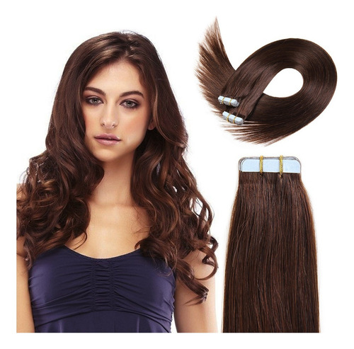 Cinta De 50cm 20 Piezas En Cabello Humano Marrón Natural