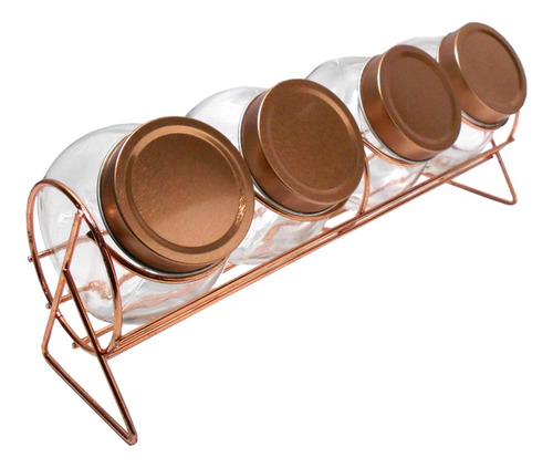 Set 4 Especieros De Vidrio Con Base Condimentos Cocina