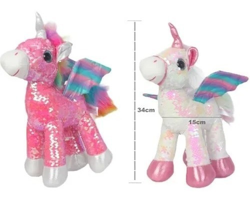 Peluches Ponys Unicornio Con Lentejuelas Cambia Color Pony