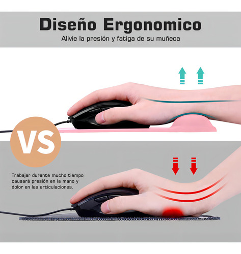 Mouse Pad Mouse Pad Ergonomico Rosa Con Soporte Muñeca De
