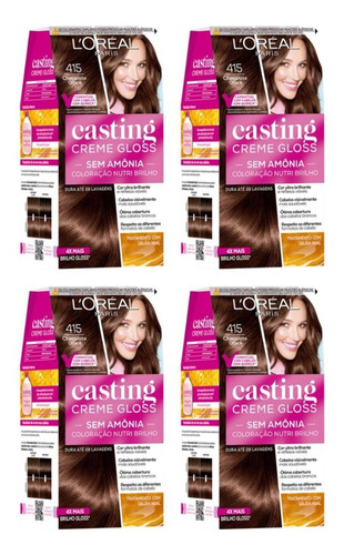 Coloraçao Casting Gloss 415 Chocolate Glace - Kit Com 4un