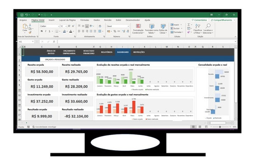 Controle Orçamentário Empresarial Budget Em Excel Completa