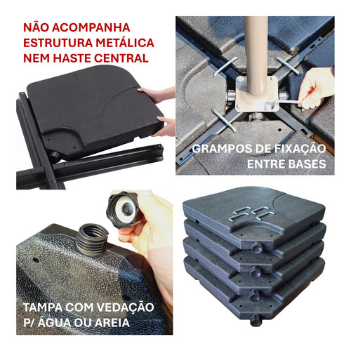 Base Para Ombrelone Lateral 4 60 Litros Água Areia Amz