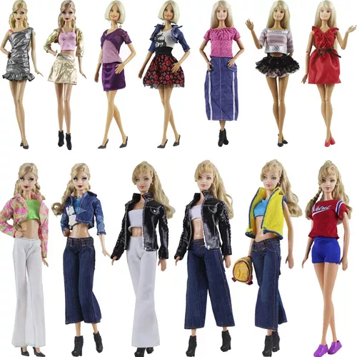 Roupa P/ Boneca Barbie + 2 Sapatos Roupinha Fashion Chic 26f