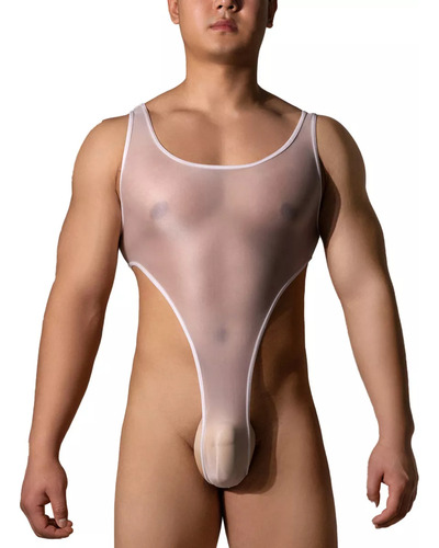 Lencería Para Hombre Brillante Transparente Sin Mangas C