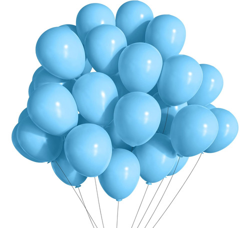 Globos Celeste Redondo Latex R12 30cm Resistente Pack 50