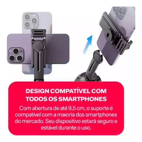 Gimbal Suporte Celular 360 Reconhecimento Facial Cor Preto Peining 360 Rotation