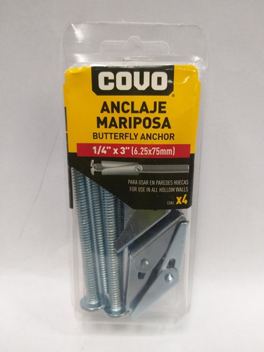 Ramplug O Anclaje Tipo Mariposa 1/4  Covo