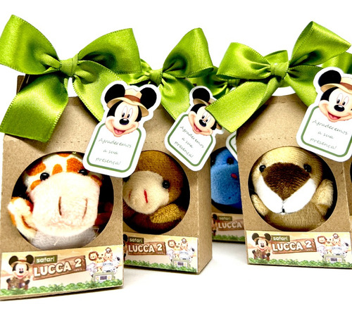 Lembrancinha Personalizada Mickey Safari Pelúcia 6cm 10 Kits