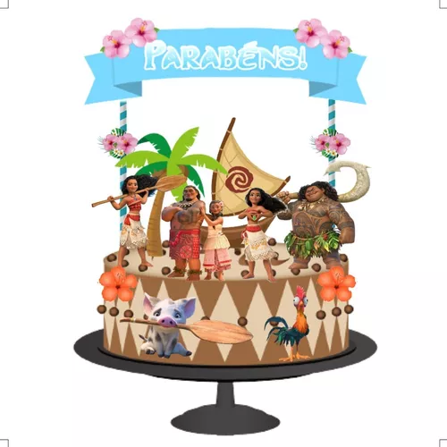 Topo de bolo decoração festa Moana aniversário perfeiro EVA