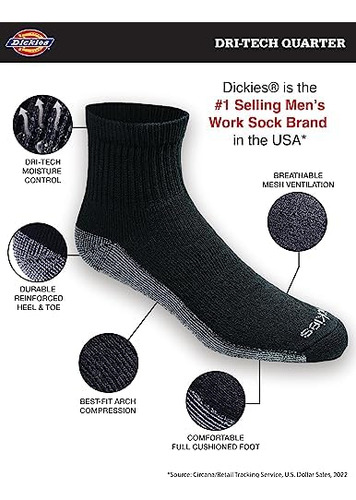 Dickies Calcetines Cuartos De Control De Humedad Dri-tech Gr
