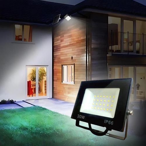 Refletor Led 30w Holofote Branco Frio 127/220V A Prova Dagua Carcaça Preto Luz Branco-frio 127/220v