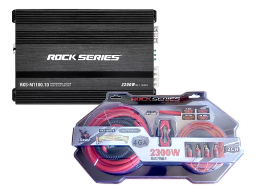 Paquete Amplificador 1 Ch Rock Series+kit Instalación Cal 4