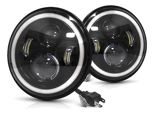 Par 7'' Redondos Faros De Led Ángel Ojo Wrangler Jeep Volcho