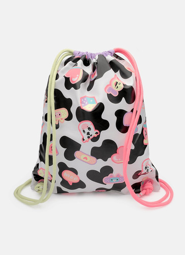 Mochila Sacola Vaca Patches Cor Branco