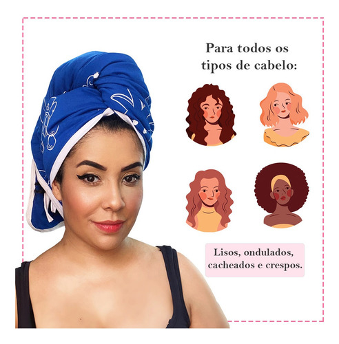 Imagem 2 de 5 de Toalha Malha Anti Frizz - Fundo Do Mar