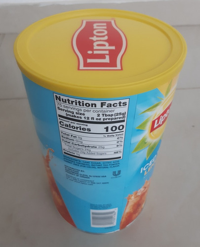 Imagen 2 de 2 de Té Helado Lipton Sabor Limón 1,87 Kg 75 Vasos Importado