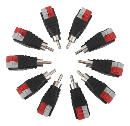 . 10 Conectores De Cable De Audio Música Rca Macho Seguridad