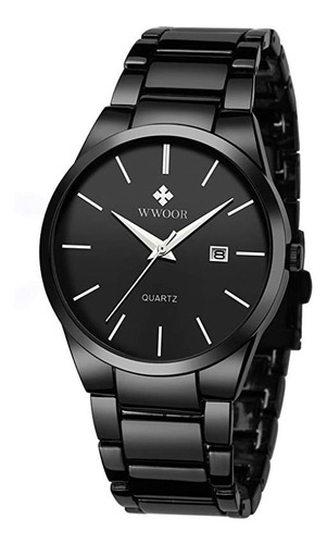 Wwoor Men's Quartz Stainless Steel And Metal Black And Gold