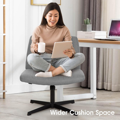Silla De Escritorio Giratoria Ajustable Muy Cómoda De Tela Gris Claro Tela