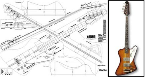 Plan De Gibson Thunderbird Bajo De 4 Cuerdas - Impresión A.