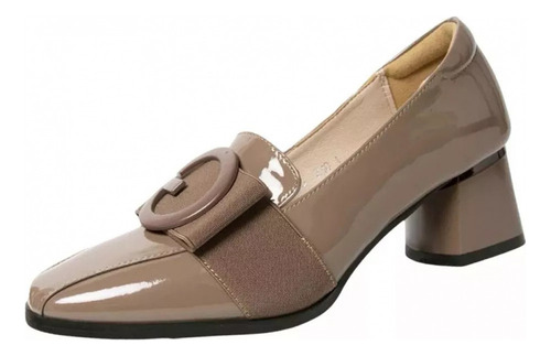 Zapatos Gruesos De Tacón Bajo Con Punta Cerrada Para Mujer,