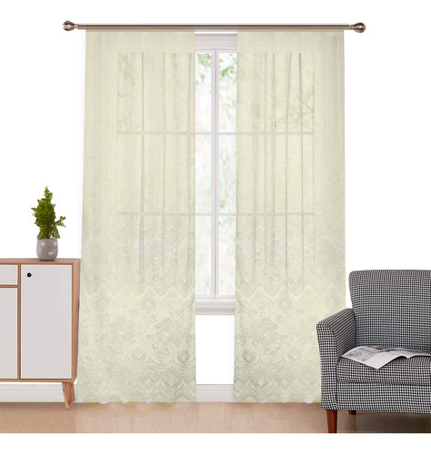 Juego De Cortinas En Tela Voile Bual Jacquard 150x210