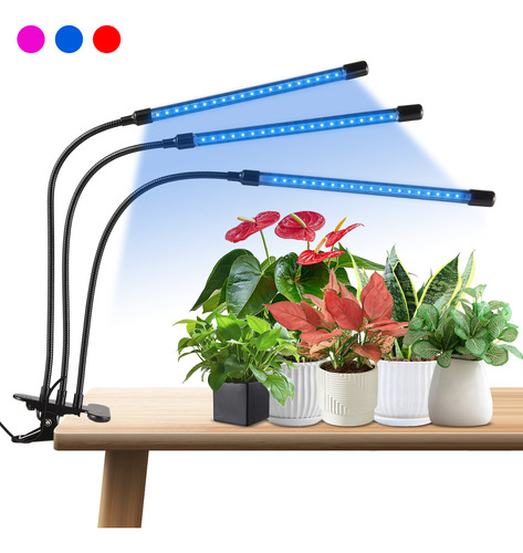 Grow Light Plant Led Regulable Con Plantas Azules De Interio