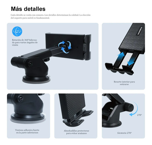 Soporte Celular Auto Tablero Teléfono Coche Estable Negro