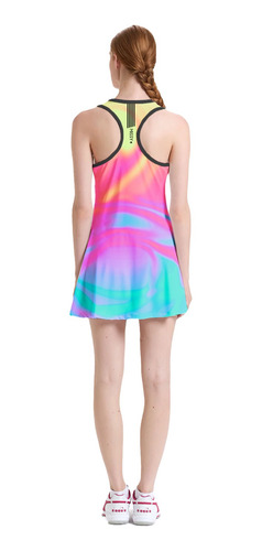 Imagem 4 de 6 de Vestido Beach Tennis C/ Shorts Colorido Rosa Beachwear