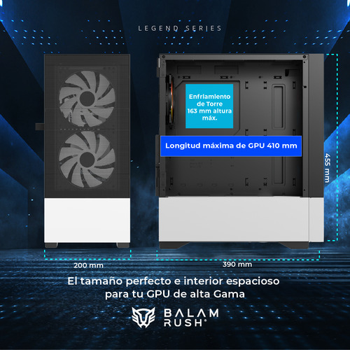 Gabinete Balam Rush Nitrox Aircool 5500cbw 3fan 1/2torre N/b