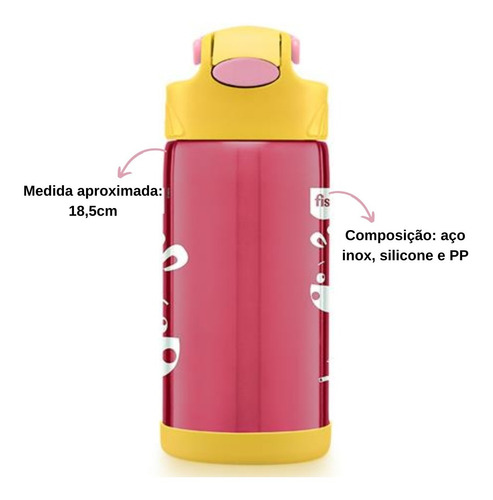 Imagem 5 de 8 de Garrafinha Infantil De Inox Canudo Silicone + Pote Térmico